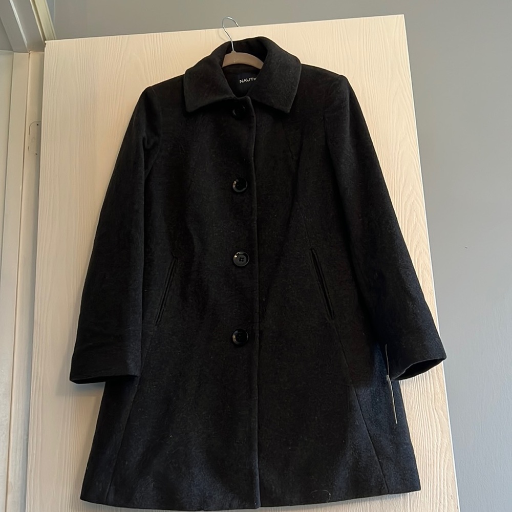 Nautical Grey Wool Coat Size S brand new